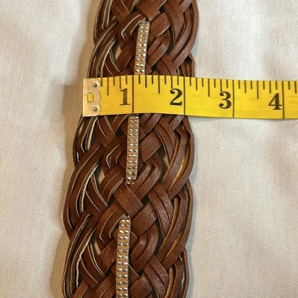 Braided Brown Tan Woven Belt Adjustable Casual Boho Belt Medium
